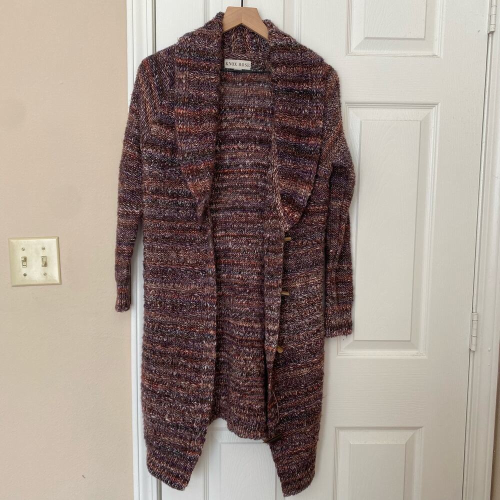 Knox Rose Multicolor Wool Alpaca Blend Cardigan Duster Size Small - Picture 2 of 8